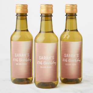 Elegant Rose Gold Personalised Age 30th Birthday  Wine Label