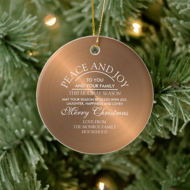 Elegant Rose Gold - Pesonalised Photo - Christmas  Ceramic Ornament (Tree)