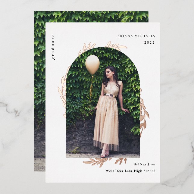 Elegant Rose Gold Photo Graduation (Front/Back)