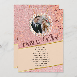 Elegant Rose Gold Photo Seating Chart Card