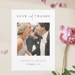 Elegant Rose Gold Photo Thank You Wedding Card<br><div class="desc">This simply chic custom photo wedding thank you card template features an elegant, minimalist, modern design. The default shape is standard sharp corners, but rounded corners also work wonderfully with this design, so try both looks and see which one grabs you! The front features your favourite photo, first names and...</div>