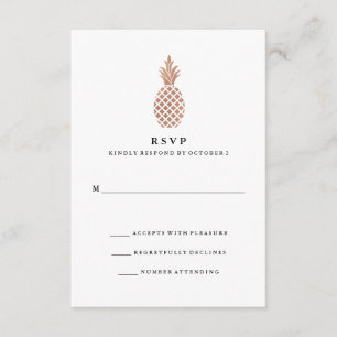 Elegant Rose Gold Pineapple Wedding RSVP Card