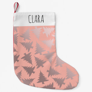 Elegant Rose Gold & Pink Christmas Tree Pattern Small Christmas Stocking