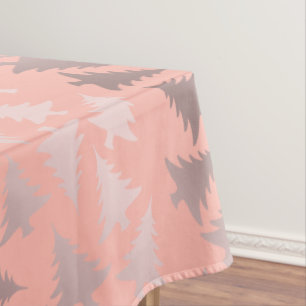 Elegant Rose Gold & Pink Christmas Tree Pattern Tablecloth