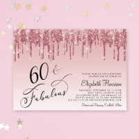Elegant Rose Gold Pink Glitter 60th Birthday Party