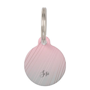 Elegant rose gold, pink & grey gradient ombre pet tag