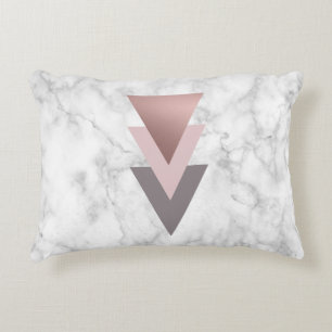 elegant rose gold pink grey triangles white marble decorative cushion