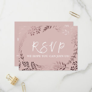 Elegant Rose Gold & Pink Menu Choice RSVP Postcard