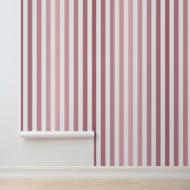 Elegant Rose Gold Pink Striped Wallpaper (Application)