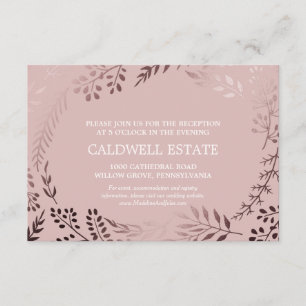 Elegant Rose Gold & Pink Wedding Reception Card