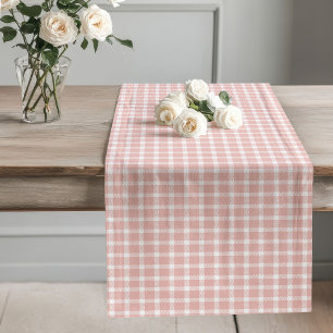 Elegant Rose Gold Plaid Runner for Gatherings