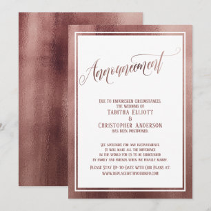 Elegant Rose Gold Postponed Wedding Announcement