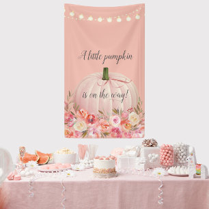Elegant Rose Gold Pumpkin Baby Shower Banner