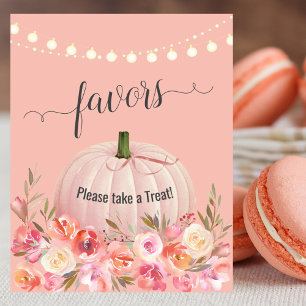 Elegant Rose Gold Pumpkin Baby Shower Favours Poster