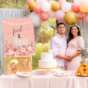 Elegant Rose Gold Pumpkin Baby Shower Food Poster