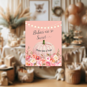 Elegant Rose Gold Pumpkin Baby Shower Treat Poster