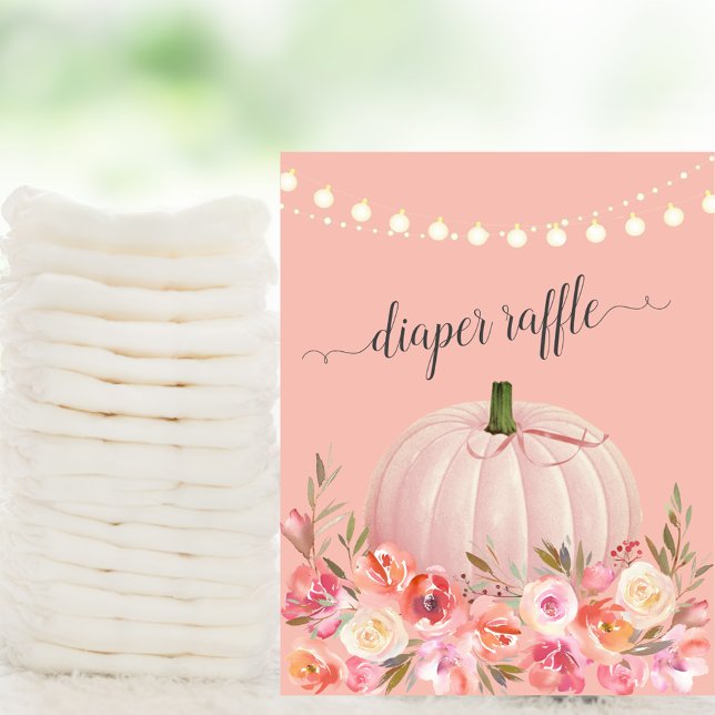 Elegant Rose Gold Pumpkin Shower Diaper Raffle Poster (Creator Uploaded)