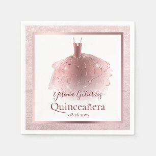 Elegant Rose Gold Quinceañera Dress Napkin