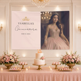 Elegant Rose Gold Quinceañera Photo Banner