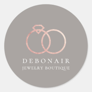 Elegant Rose Gold Ring Logo Personalised Classic Round Sticker