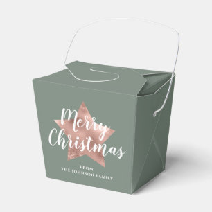 Elegant Rose Gold Sage Green Christmas Favour Box