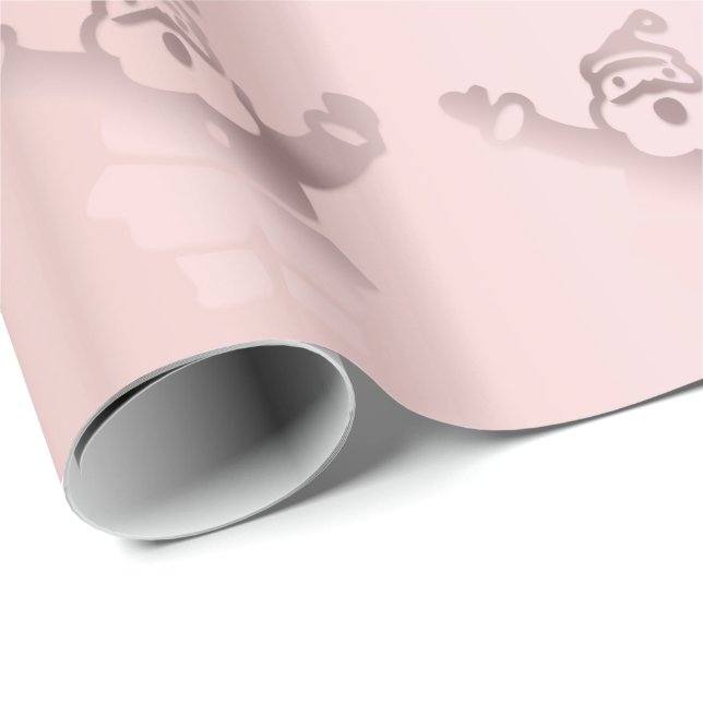Elegant Rose Gold Santa Claus Christmas Pattern Wrapping Paper (Roll Corner)