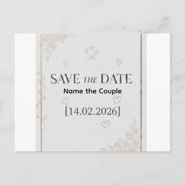 Elegant Rose Gold Save the Date Announcement Postc (Front)