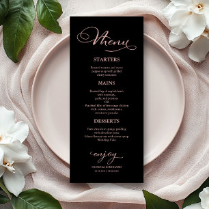 Elegant Rose Gold Script Modern Wedding Menu Card