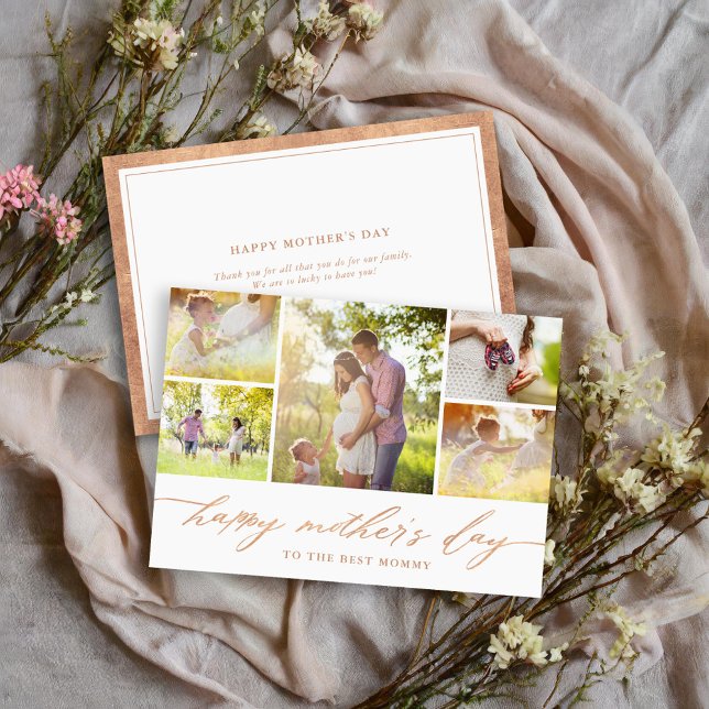 Elegant Rose Gold Script Mother's Day Photo Card (Creator Uploaded)