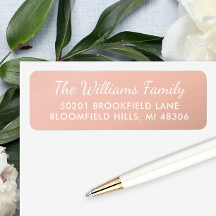 Elegant Rose Gold Script Return Address Label