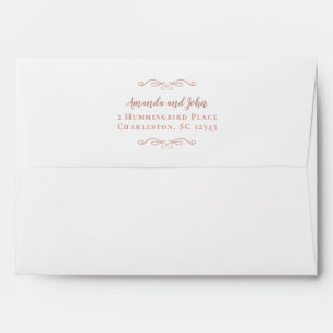 Elegant Rose Gold Script Return Address Wedding Envelope