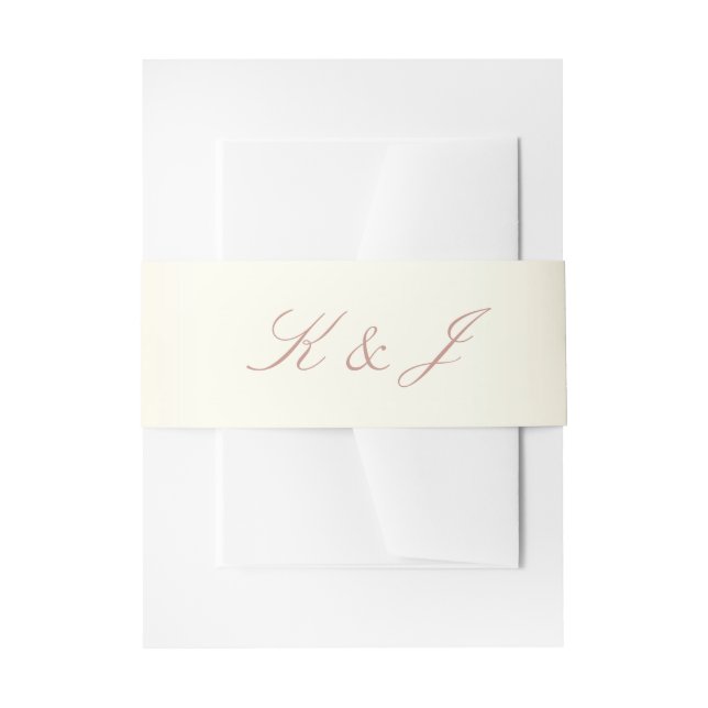 Elegant Rose Gold Script Shiny Champagne Wedding Invitation Belly Band (Front Example)