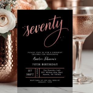 Elegant Rose Gold Seventieth 70th Birthday Invitation
