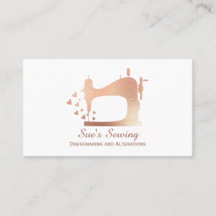 Elegant Rose Gold Sewing Machine Business Card