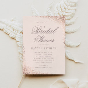 Elegant Rose Gold Shimmer Pink Bridal Shower Invitation