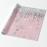 Elegant Rose Gold Silver Christmas Snowflakes  Wrapping Paper<br><div class="desc">Modern Christmas pattern in faux rose gold and silver.</div>