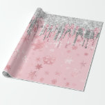 Elegant Rose Gold Silver Christmas Snowflakes Wrapping Paper<br><div class="desc">Modern Christmas pattern in faux rose gold and silver.</div>