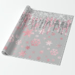 Elegant Rose Gold Silver Christmas Snowflakes  Wrapping Paper<br><div class="desc">Modern Christmas pattern in faux rose gold and silver.</div>