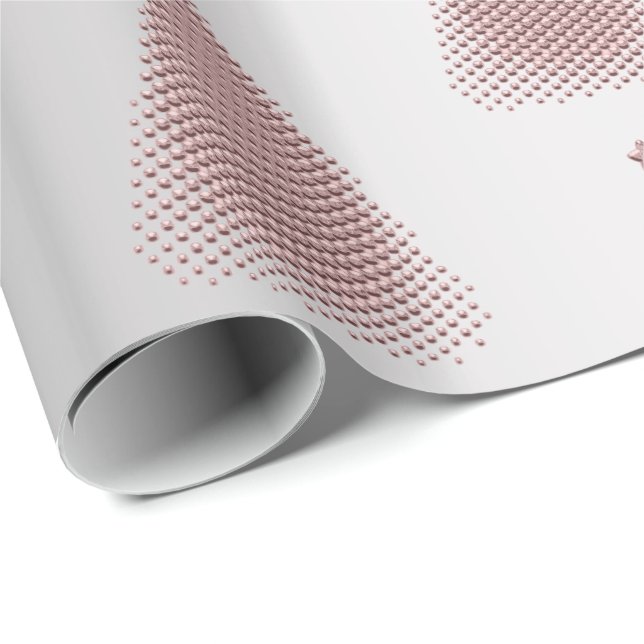 Elegant Rose Gold & Silver Christmas Tree Pattern Wrapping Paper (Roll Corner)