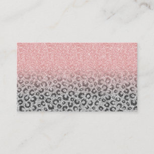 Elegant Rose Gold Silver Glitter Leopard Print Business Card
