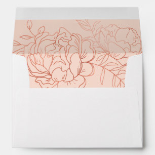 Elegant Rose Gold Sketched Floral Return Address Envelope