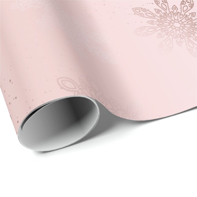 Elegant Rose Gold Snowflake Christmas Pattern Wrapping Paper (Roll Corner)