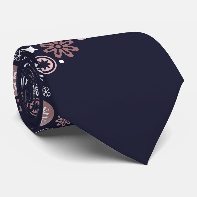 Elegant rose gold snowflakes winter design tie (Rolled)