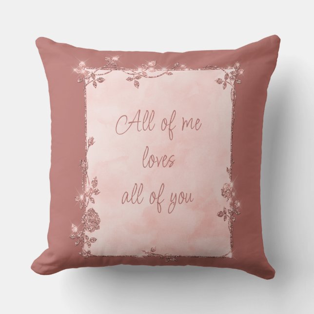 Elegant Rose Gold Sparkle Frame Valentine  Cushion (Front)