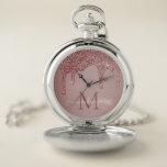Elegant Rose Gold Sparkle Glitter Drips Monogram Pocket Watch<br><div class="desc">Elegant Rose Gold Sparkle Glitter Drips Monogram Notebook with fashion faux blush pink/rose gold glitter drips on a chic background with your custom monogram and name. Please contact us at cedarandstring@gmail.com if you need assistance with the design or matching products.</div>
