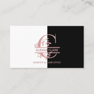Elegant Rose Gold Split Custom Monogram Letter C Business Card