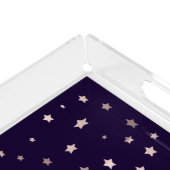 elegant rose gold stars on a purple background acrylic tray (Corner)
