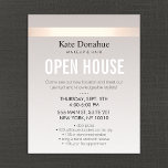 Elegant Rose Gold Striped Modern Open House Flyer<br><div class="desc">Elegant, stylish business card design featuring light rose gold FAUX foil stripe on subtle graduated grey background. This is NOT real gold leaf - but an image. There is no shine or texture. This versatile networking card is also great for beauty salons, hairdressers, fashion boutiques, wedding planners, jewellery designers or...</div>