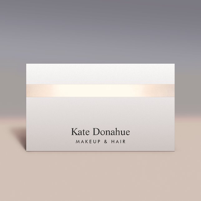 Elegant Rose Gold Striped Modern Stylish Taupe Business Card (Creator Uploaded)
