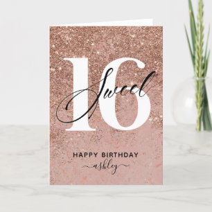 Elegant Rose Gold Sweet 16 Birthday Card